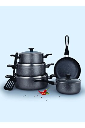 10-Piece Aluminum Cookware Set, 5-Layer Granite Non-Stick, PFOA Free, Pans & Lids, NCB 7110