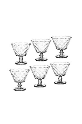 وعاء زجاجي للآيس كريم والحلوى مع قاعدة، 6 قطع، سعة 160 مل