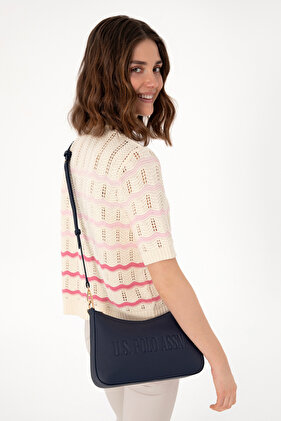 حقيبة كتف نسائية باللون الأزرق الداكن بحزام طويل 50311439-VR033