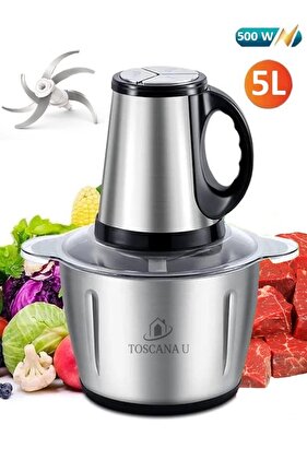 مفرمة لحم كهربائية من الفولاذ المقاوم للصدأ سعة 5 لتر ومقطعة خضروات