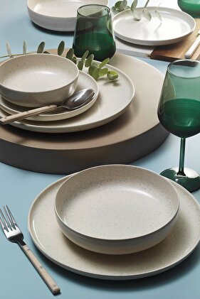 طقم أواني طعام مودرنا 8 قطع لشخصين كريمي