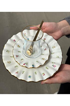 طقم شاي كيك جميل مكون من 18 قطعة