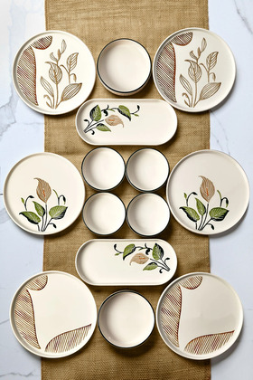 14 Piece 6-Person Flower of Peace Stackable Breakfast Set - Breakfast Presentation Plate