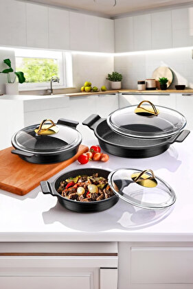 6 Piece Cast Iron Magnificent Set with Gold Cover
