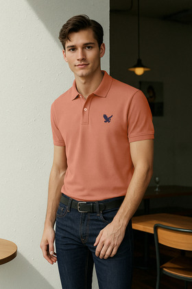 Koszulka polo Dusty Rose Regular/Normal Cut Eagle Embroidery Detailed TMNSS25PO00017