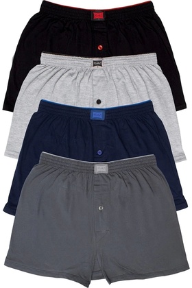 بوكسر سادة من القطن الممشط باللون الرمادي للرجال 4 قطع 312001181111