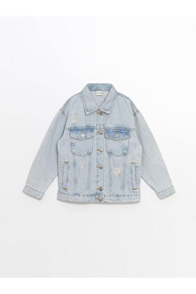 سترة جينز أساسية بأكمام طويلة للفتيات قابلة للغسل بحمض