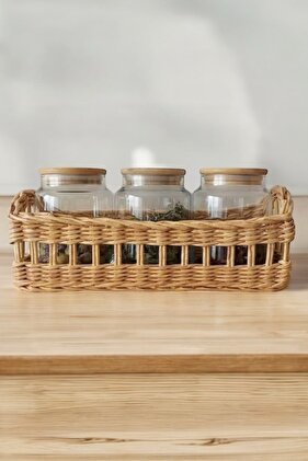 منظم وعاء الزهور مقاس 30 سم - ديكور منزلي، ورق حرفي من الخيزران الخيزران