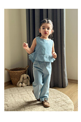 Eid Denim Pants Top and Bottom Set