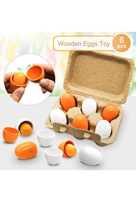 6 قطع لعبة البيض الخشبية، ألعاب مطبخ البيض، لعب الأطفال، طبخ الطعام، المطبخ، التظاهر، مجموعة الطعام للحمام...