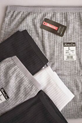 سراويل داخلية نسائية مضلعة عالية الخصر مكونة من 5 قطع من القطن بنسبة 100% باللون الأسود والرمادي والأبيض Bt2-a7