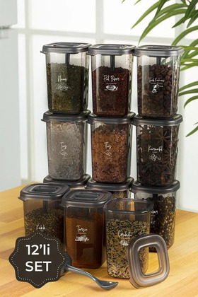 مجموعة من 12 قطعة من صناديق التخزين الطويلة والمستطيلة ذات الغطاء الشفاف من بيجي باللون الرمادي