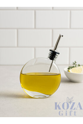 Yuvarlak Cam Yağdanlık– Şık Tasarım 500ml – Sızdırmaz Kapaklı Yağlık & Sirkelik