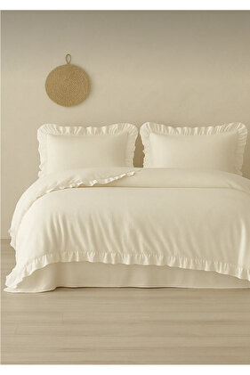 Çift Kişilik Nevresim Seti Organik %100 Pamuk Fırfırlı