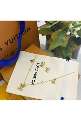 طقم لويس فيتون قطعتين سلسال وحلق