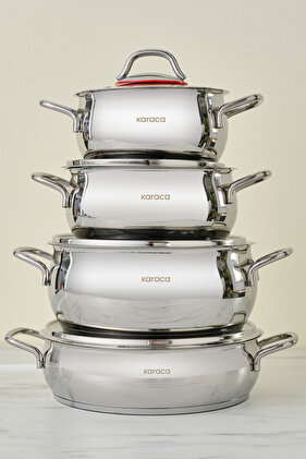 طقم أواني طهي من الفولاذ المقاوم للصدأ مكون من 8 قطع من Emirgan