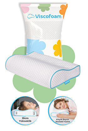 Küçük Boyun Destekli Ortopedik Yastık Visco Yastık 46x30x10-8cm