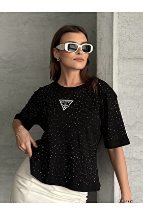 Póló Blúz Stoned Fekete Rövid ujjú