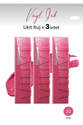 أحمر شفاه لامع مقاوم للنقل طويل الأمد من فينيل سوبر ستاي، 3x 20 Coy
