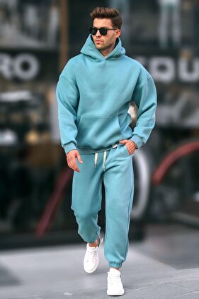 Svetlomodrá základná tepláková súprava s kapucňou 5925