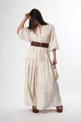 فستان نسائي فضفاض بياقة القاضي وأكمام بالونية