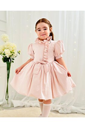 فستان فتاة صغيرات من Powder Pink Pearl Vintage، عيد ميلاد، فستان للتصوير الفوتوغرافي، مناسب للأعمار من 0 إلى 12 سنة