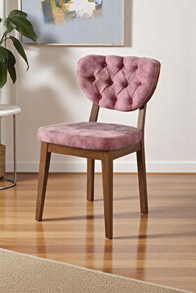 Boston Sandalye - Pembe - Kahverengi Gürgen Iskelet - Salon Sandalyesi / Mutfak Sandalyesi