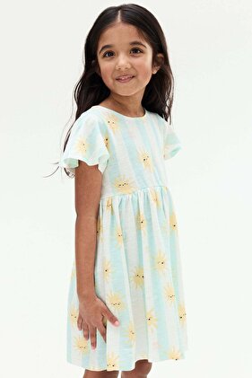 فستان قطني بأكمام واسعة