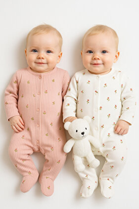 Baby Girl Floral Patterned 2-Piece Jumpsuit Set Newborn 1-3-6 months