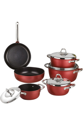 طقم أواني طهي من التيتانيوم، ١٠ قطع، أحمر. / SF66510TT/R