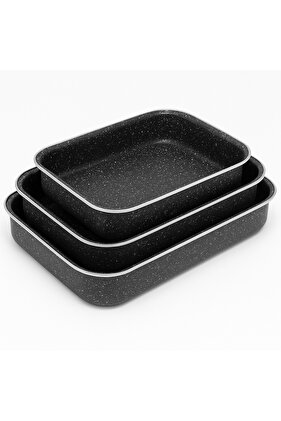 طقم صواني فرن جرانيت مستطيلة 3 قطع