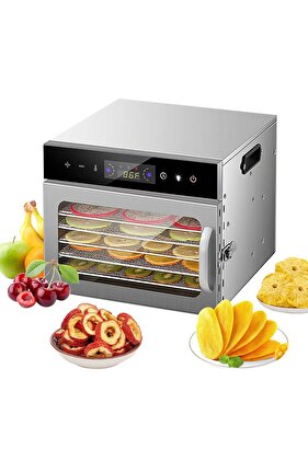 مجفف طعام، صواني من الفولاذ المقاوم للصدأ بست طبقات، مجفف لحم مقدد للفواكه واللحوم والخضروات والزبادي