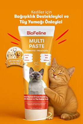Kediler İçin Bağışıklık Destekleyici ve Tüy Yumağı Önleyici Multivitamin Macun – 100g