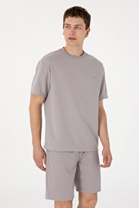 Herren-T-Shirt mit komfortablem Passform und Rundhalsausschnitt in Dunkelgrau 50308814-VR080