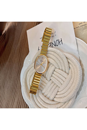 Gold 1pc New Fashionable Women's Watch With Gold Bracelet, Vintage & Luxury Ins Style, Elegant & Ver