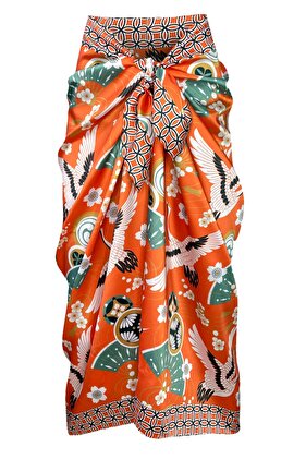 Stella-uzun Japon Oranj Desen Pareo Iç Göstermeyen Parlak Kumaş-95cm*145cm