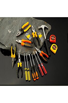 مجموعة أدوات إصلاح منزلية، 12 قطعة، مع صندوق أدوات عملي قابل للقفل، للصيانة والإصلاحات المنزلية