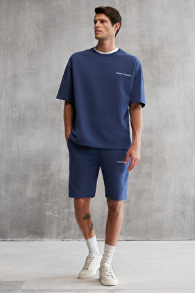 Colombia Men's 2-Piece Set - Comfortable Text Embroidered Navy Blue Tracksuit Set