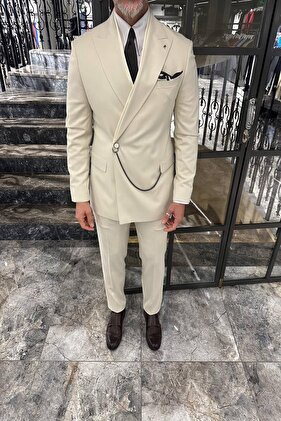 YAKA SATEN DETAYLI KRUVAZE PREMİUM TAKIM ELBİSE