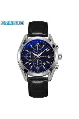 Blue SYNOKE Fashion Business Men Leisure Non-Mechanical Belt Alloy Men Watch Night Glow Waterproof C