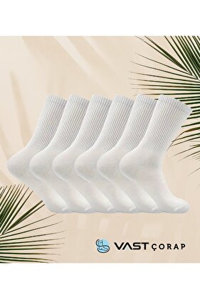 Бели тенис чорапи 6 чифта Памучни чорапи Дължина