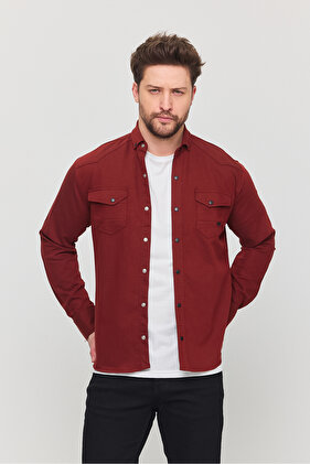 Slim Fit Men's Denim Shirt Tile 5XL Size 110-115 Kilo