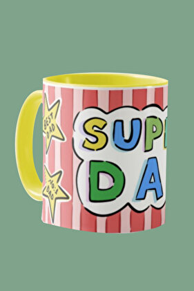 كوب "SUPER DAD" - كوب بورسلين بطباعة رقمية سعة 330 سم مكعب مع تصميم أصلي لهدايا عيد الأب