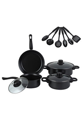 طقم أواني طهي من 13 قطعة، مقلاة غير لاصقة، مجموعة أواني ومقالي خالية من PFAS، آمنة للاستخدام في غسالة الأطباق