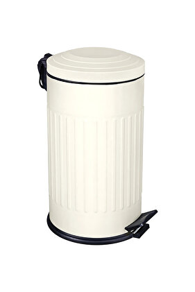 Vintage Çöp Kovası Çizgili Krem 16 Lt