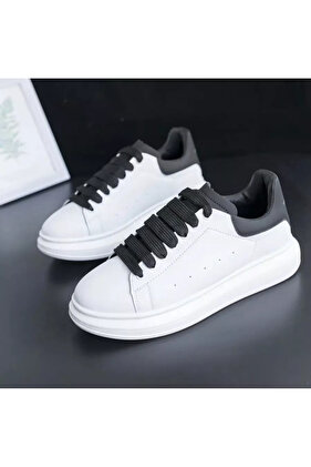 Adidasi pentru barbati, casual, alb cu sireturi negre, B03