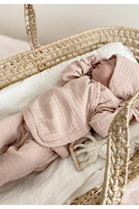 مجموعة الأطفال العضوية التي تم إصدارها من المستشفى من 0 إلى 3 أشهر باللون الوردي الفاتح