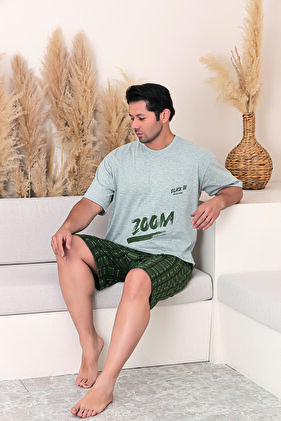 Men's Patterned Short Sleeve Pajama Set