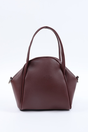 جلد صناعي أحمر كلاريت Shk132، جيب واحد بسحاب، تفاصيل مثبتة، حقيبة يد وحقيبة كتف