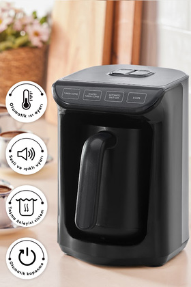 Hatır Közde Türk Kahvesi ve Türk Kahve Makinesi Shiny Black 5 Fincan Kapasiteli Bol Köpüklü